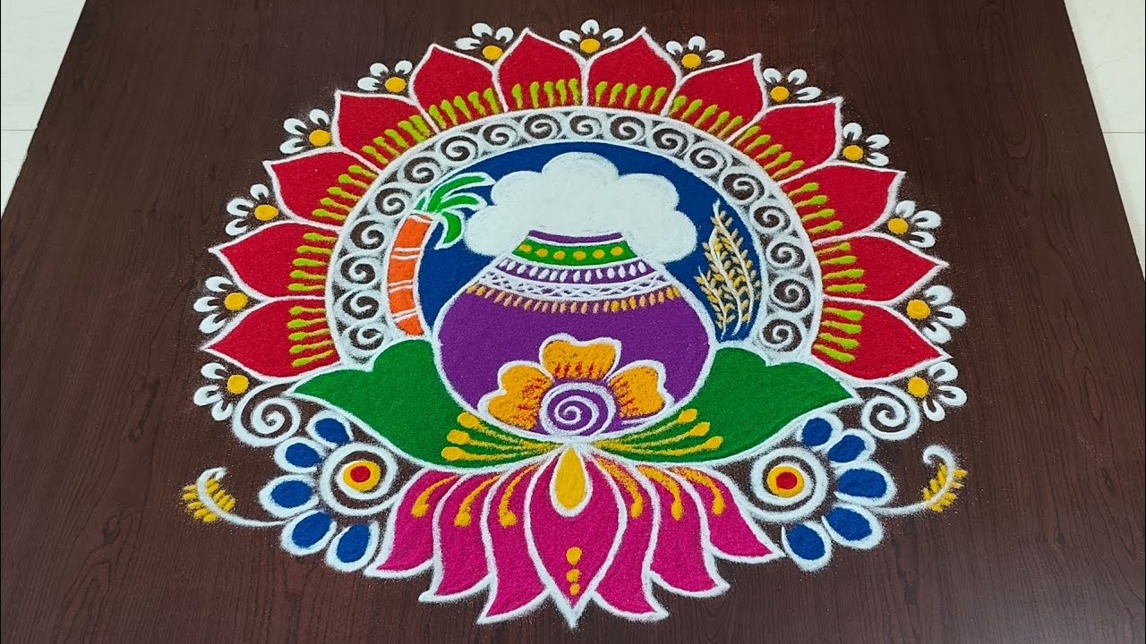 5dots bhogi kundala muggulu|Pongal pot rangoli kolam|bhogi kolams#sankranti muggulu#Rang Kaa Rangoli