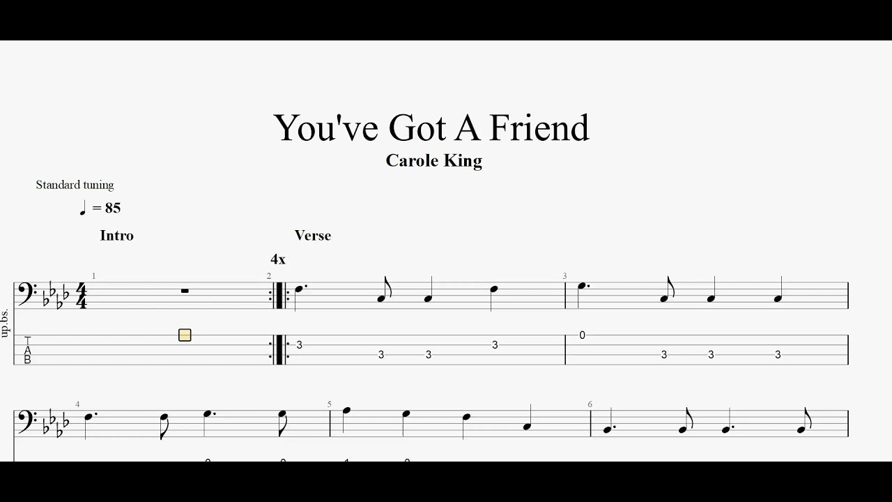 Carole king - You've Got A Friend (bass tab) - YouTube