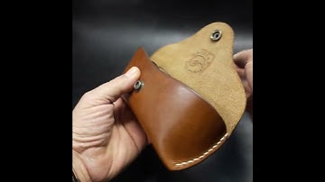 Vintage brown leather sunglasses case handcrafted in use
