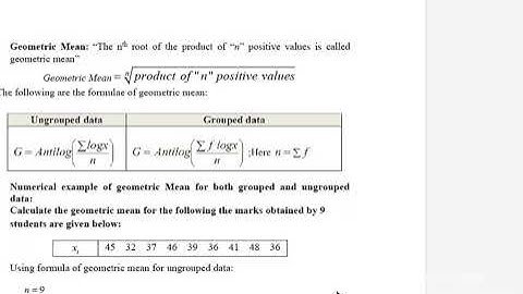 Lecture#4 Geometric Mean for Ungrouped data and Grouped data @Equationsandestimations