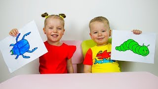 Educational activitiy for children with Finger Paints and Coloring