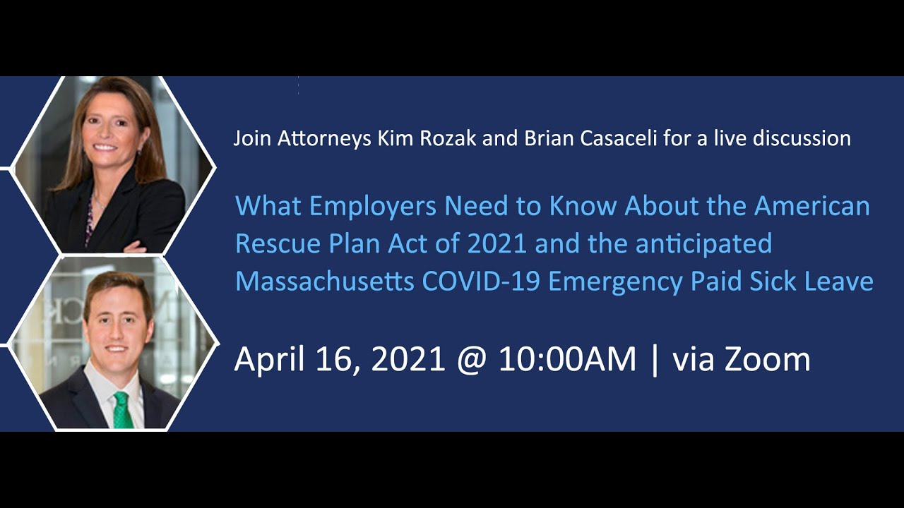 American Rescue Plan Act of 2021 and the anticipated Massachusetts ...