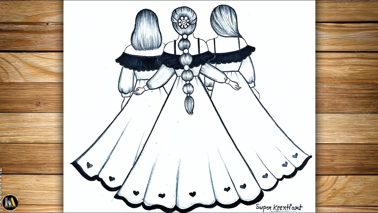 three best friend drawing | 3 best friends drawing | How to Draw Three Girl Best Friends