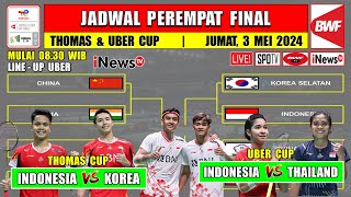 Jadwal 8 Besar Thomas Uber Cup 2024 Hari Ini Day 7 ~ INDONESIA vs THAILAND ~ INDONESIA vs KOREA