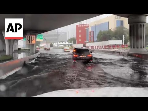 Heavy rains trigger flooding in Dubai, cars trapped as drainage systems overwhelmed