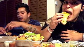 MEXICAN FOOD MUKBANG/EAT WTH US (TACOS,STEAK NACHOS,CHIMICHANGA)