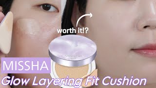 🔥MISSHA Glow Layering Fit Cushion Is it WORTH IT!? First Impressions and Review +Korean Skincare