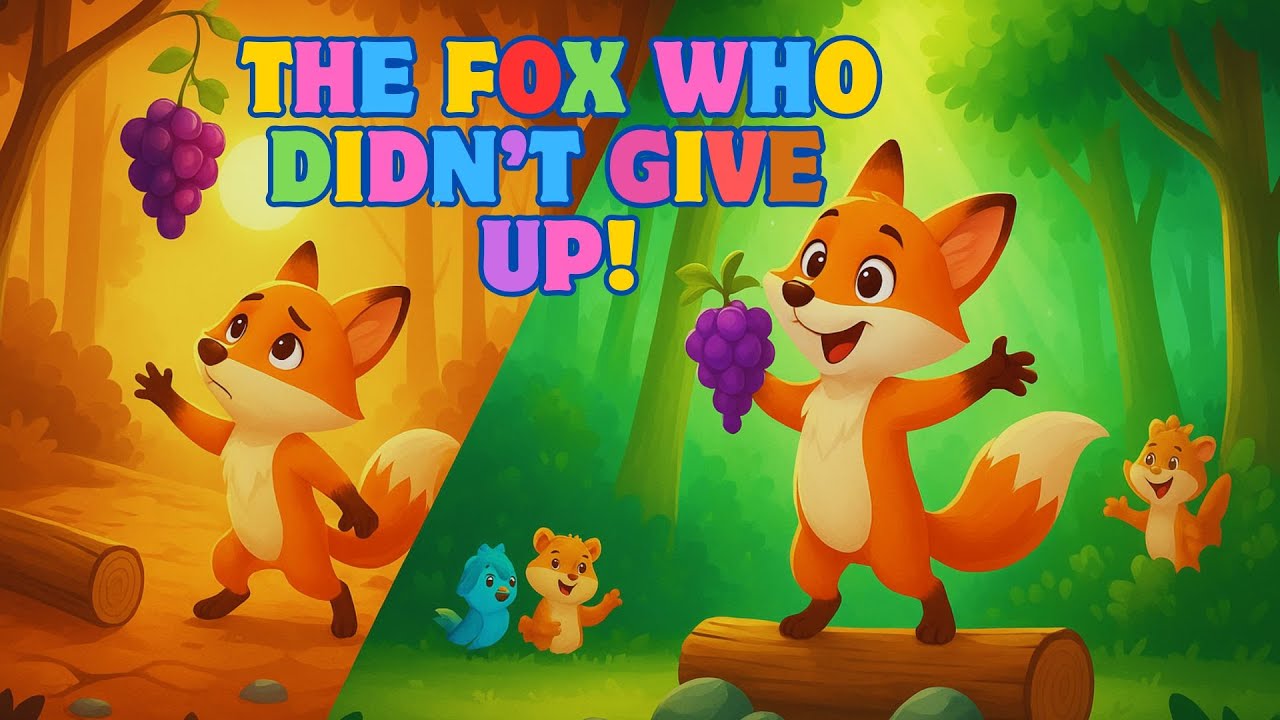 The Fox Who Didn’t Give Up 🦊🍇- Never Stop Trying!  Moral Story for Kids  