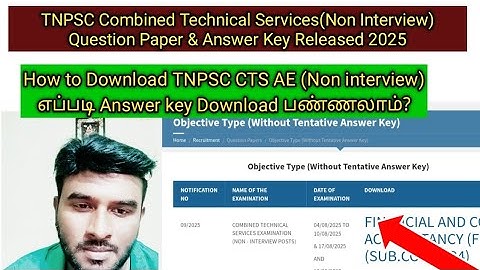TNPSC CTS (Non Interview Post) Answer Key Released 2025 / TNPSC Combined Technical Services Exam 