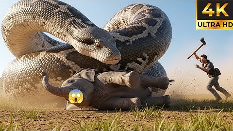 Giant Python Attacks Baby Elephant – Real Life Rescue Caught on Camera! 😱🐍🆘