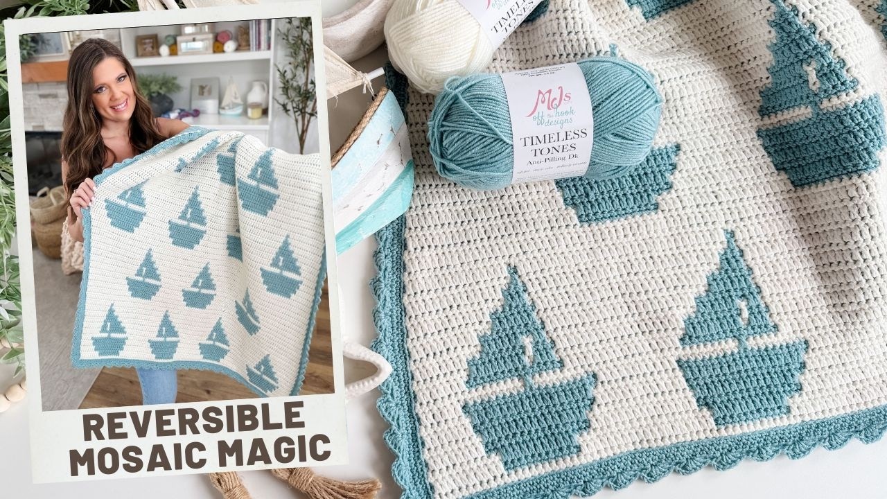Reversible Inset Mosaic Crochet Blanket Tutorial | Sailboat Blanket Pattern (No tails)