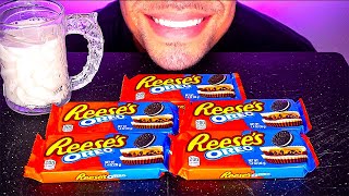 ASMR REESE'S OREO CHOCOLATE PEANUT BUTTER CUPS WITH MILK EATING MOUTH SOUNDS NO TALKING CANDY SHOW