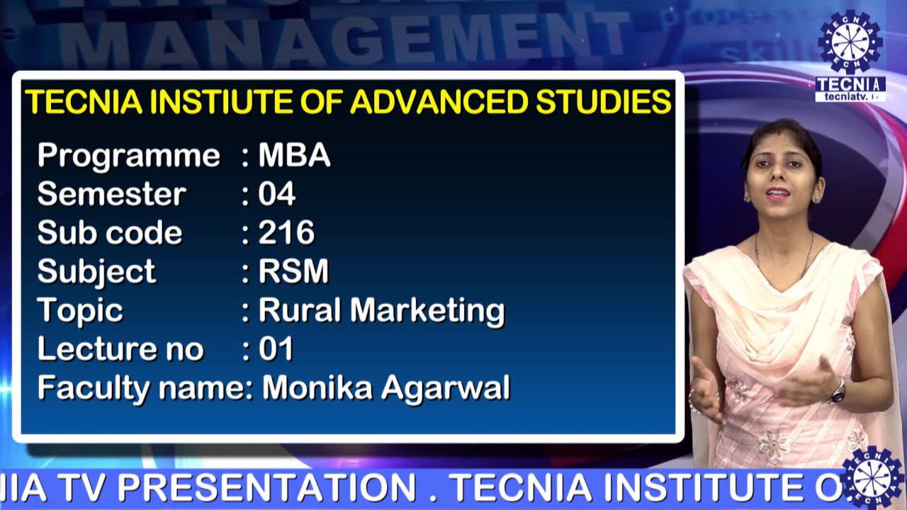 Rural marketing | Ms.Monika Agarwal(Asst. Prof.)| MBA  TIAS on Tecnia TV