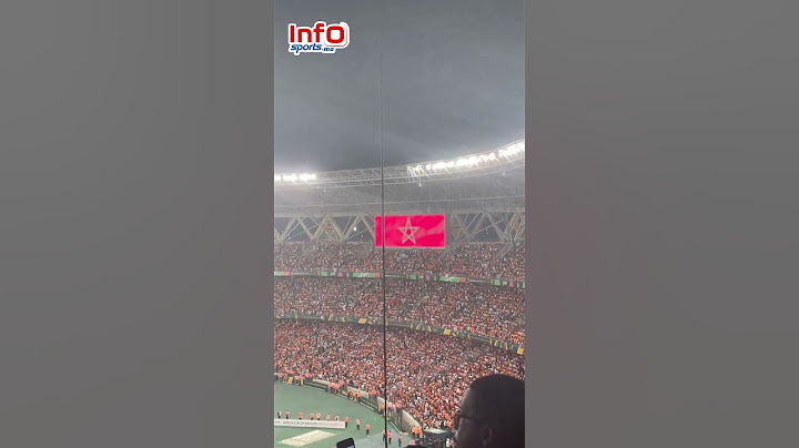 الشكر متواصل   علم المغرب على شاشات ملعب الحسن واتارا بعد تتويج الكوت ديفوار بلقب الكان