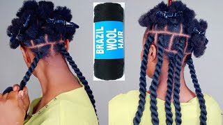 The Easiest Twist Braid with Brazilian wool | Natural Hairstyle