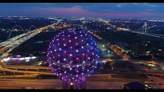 Dallas At Night, Texas, USA, 4K Drone Footage