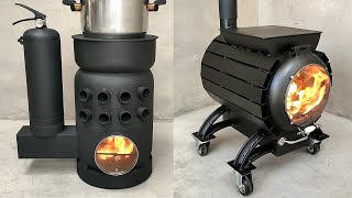 The creative idea of turning an old gas tank into 3 heating stoves is amazing