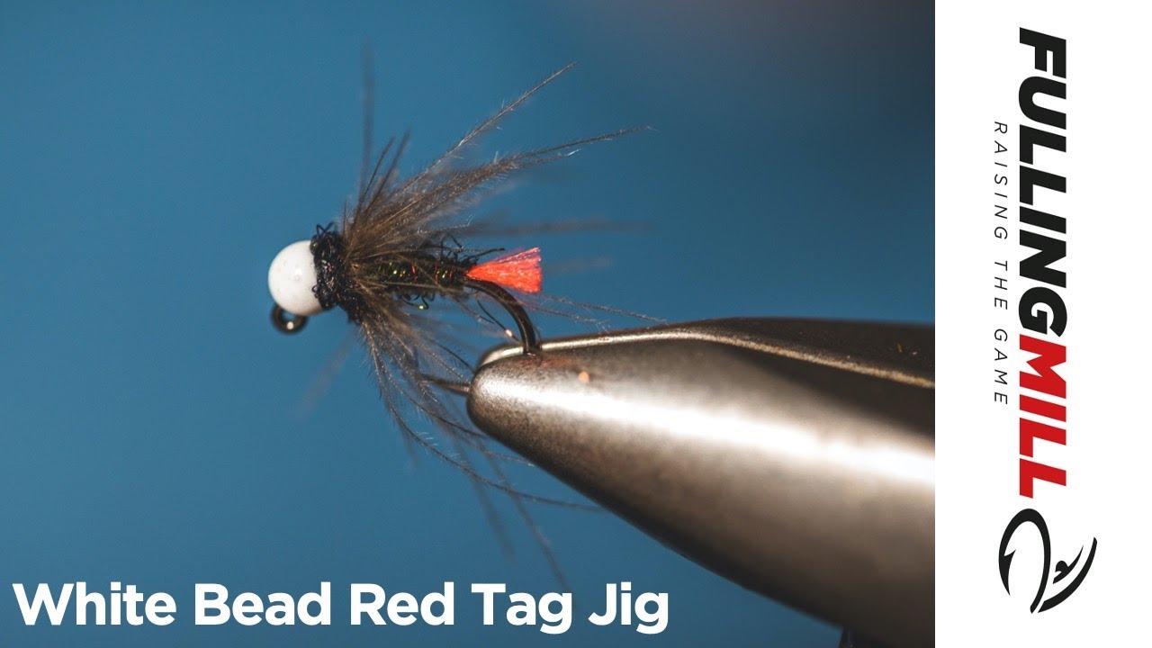 White Bead Red Tag Jig 