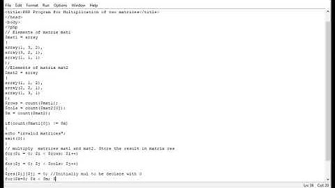PHP Program for Multiplication of two matrices