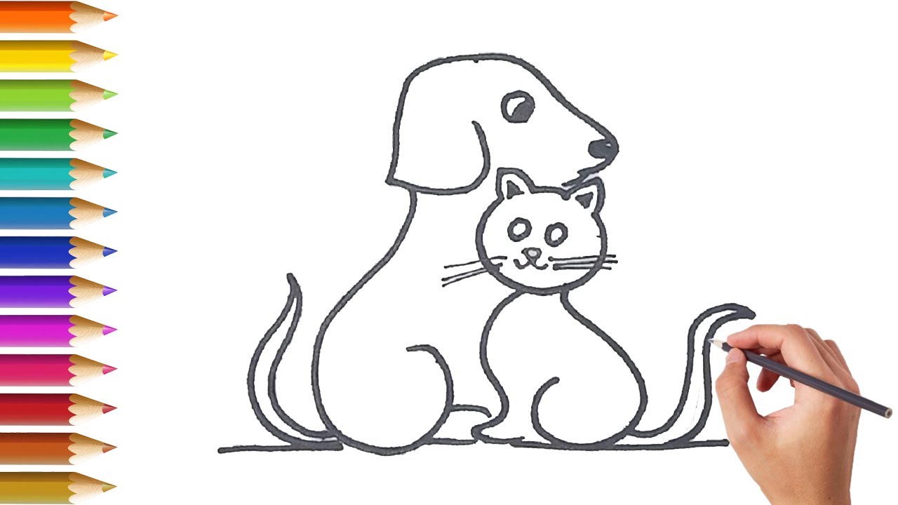 Easy Cat and Dog drawing for beginners | Easy Dog and Cat Drawing - YouTube