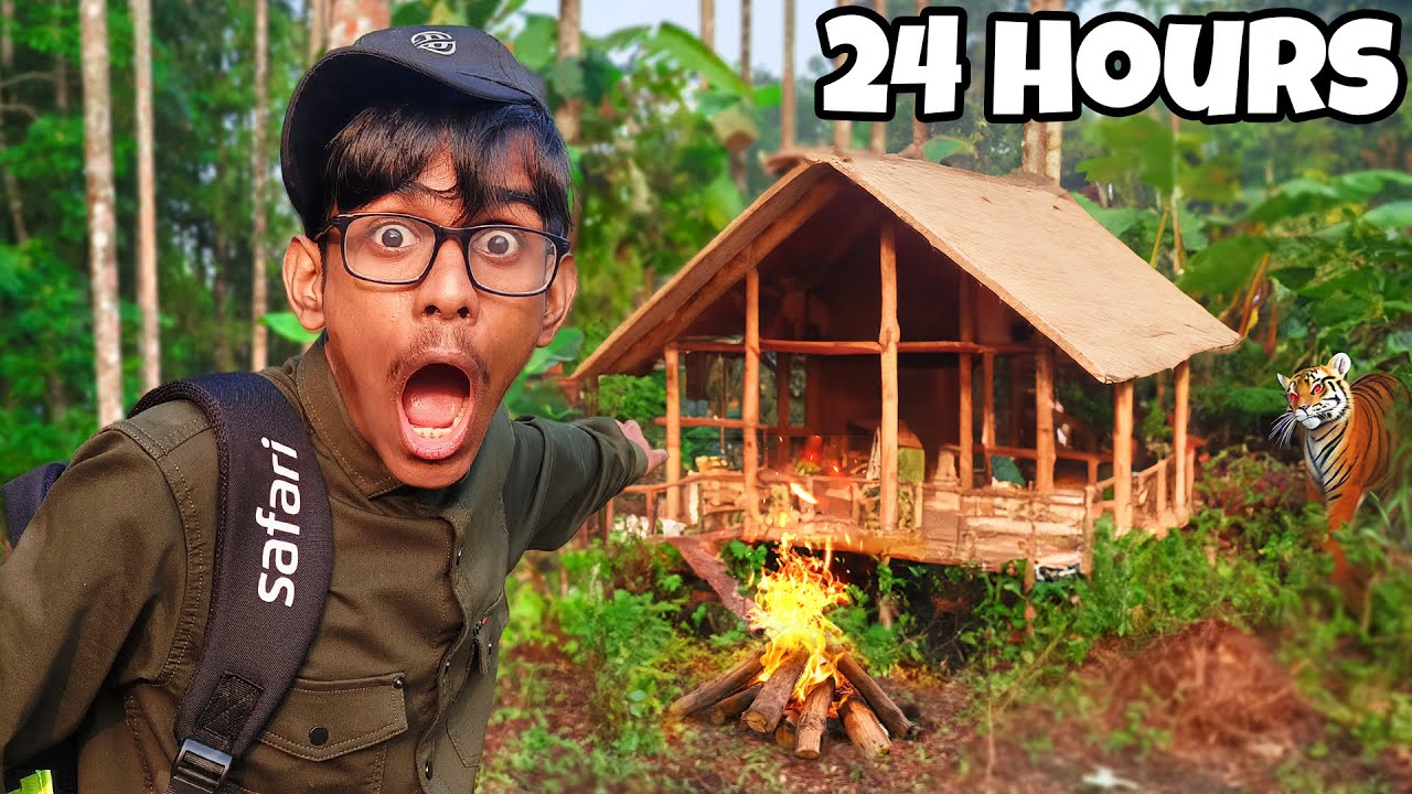 Surviving 24 Hours In A Jungle Forest !! - YouTube