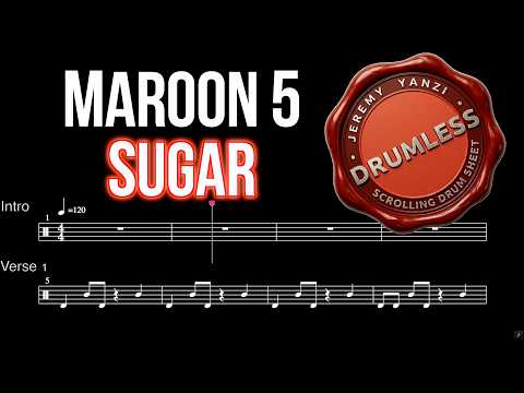 Maroon 5 - Sugar | Drumless + Scrolling Sheet