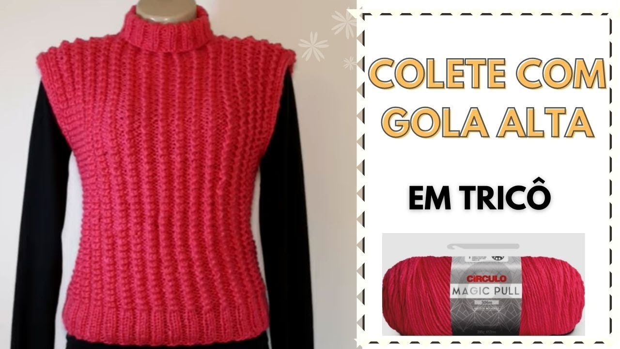 Colete com gola alta em tricô