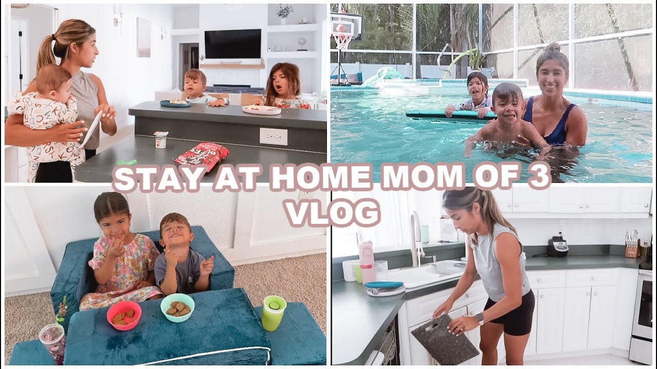 VLOG: Raw day as a stay at home mom of 3 | laundry, gym, house chores, swimming