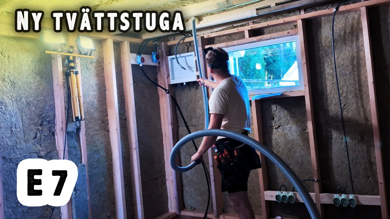 Tvättstuga & Walk-in Closet #7 - Isolerar & Drar PEX Rör-i-Rör till LK Fördelarskåp!