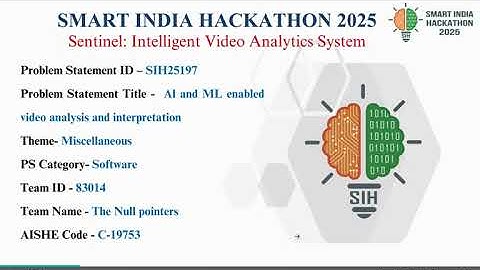 Sentinel: AI-Powered Video Analytics System | The Null Pointers (83014) | SIH25197