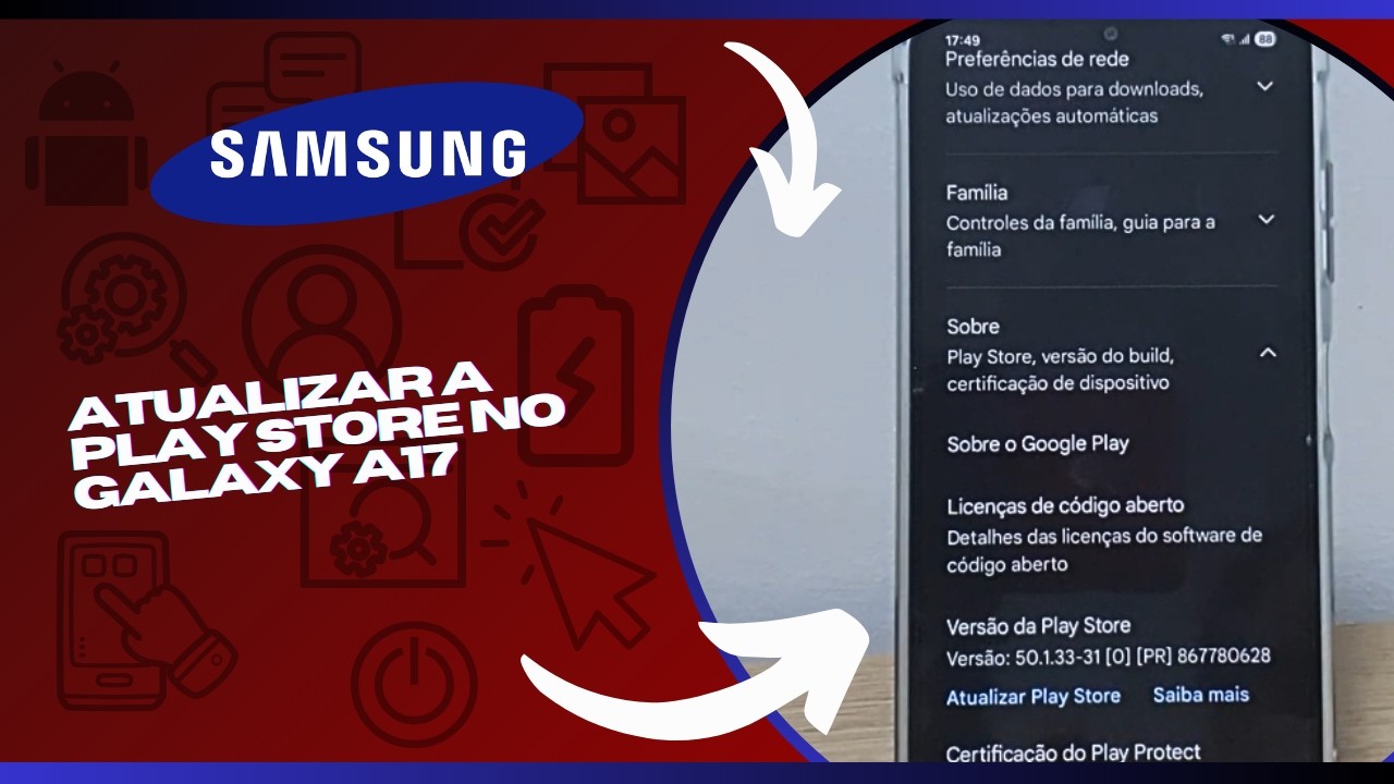 Como atualizar a Play Store no Galaxy A17 - Passo a Passo - YouTube