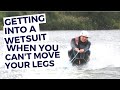 PARAPLEGIC Getting DRESSED Into a WETSUIT, WATERSKIING and Wheelchair to BOAT TRANSFER