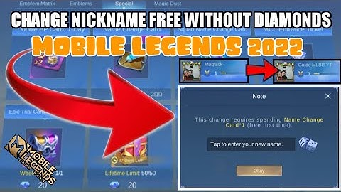 HOW TO CHANGE NAME MOBILE LEGENDS FOR FREE 2022 | CHANGE NAME WITHOUT DIAMONDS 2022 - MLBB