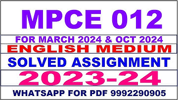 mpce 12 solved assignment 2023-24 | mpce 12 solved assignment in english 2024 | mpce 12 2024