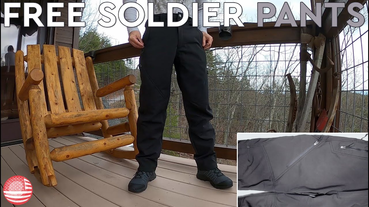 FREE SOLDIER Mens Fleece Lined Outdoor Cargo Hiking Pants Water Repellent Softshell Snow Ski Pants with Zipper Pockets 