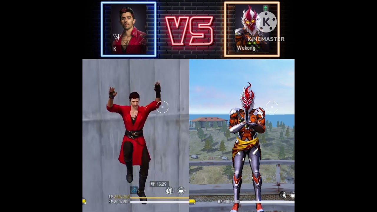 K VS WUKONG CHARACTER😱💥||CHARACTER ABILITY TEST FREEFIRE CHARACTER VERSUS 