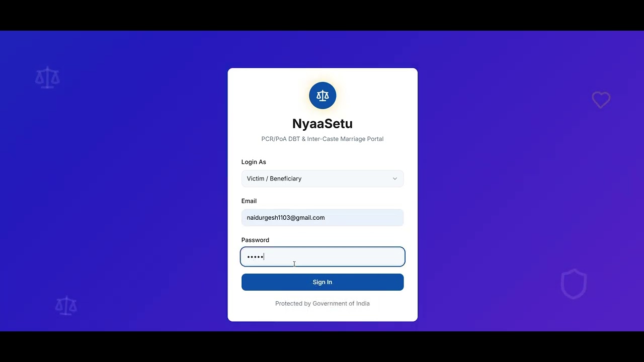 NyaySetu: Unified Portal for Transparent DBT under PCR and PoA Acts(DEMO PROTOTYPE)