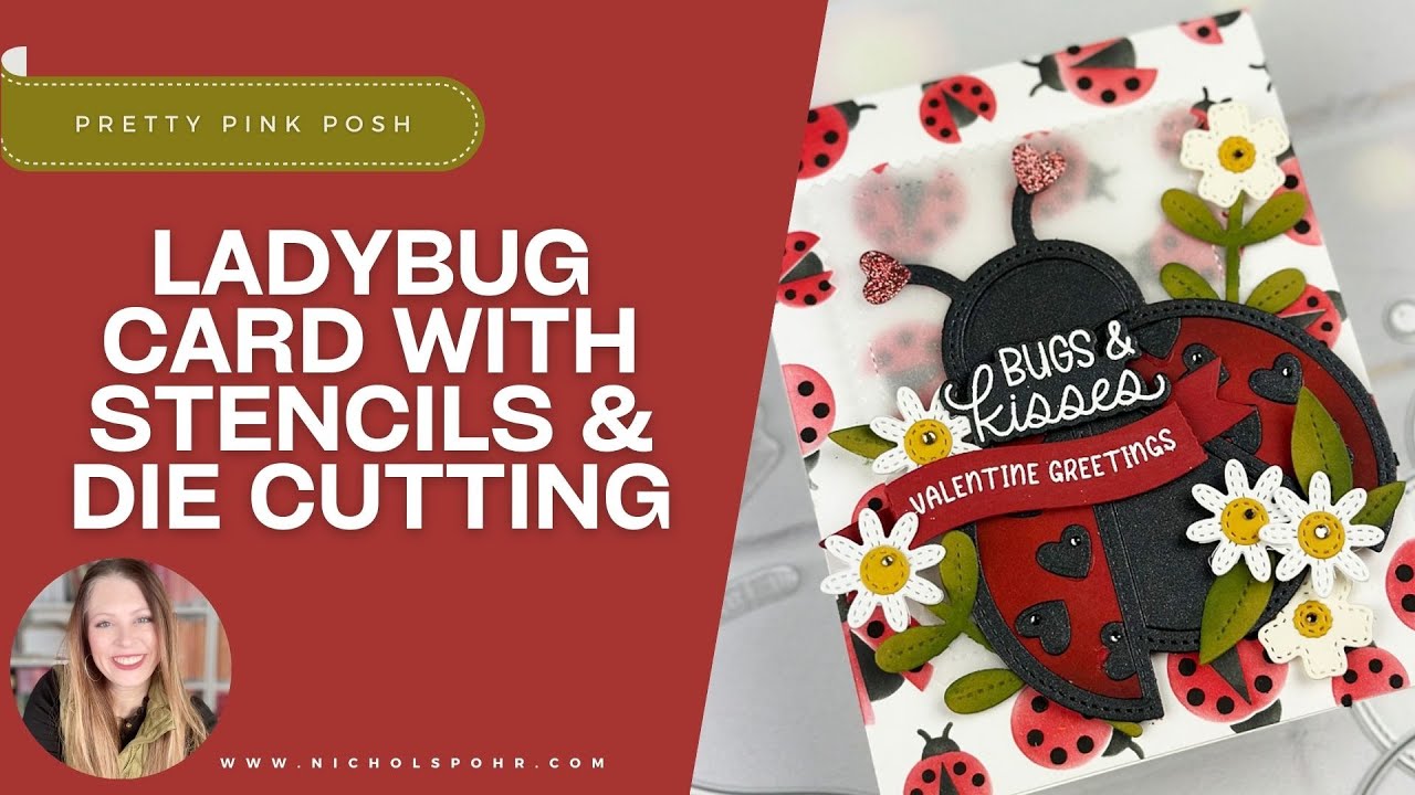 Ladybug Threading Card Ladybug Card with Layered Stencils & Die Cutting | Pretty Pink Posh ...