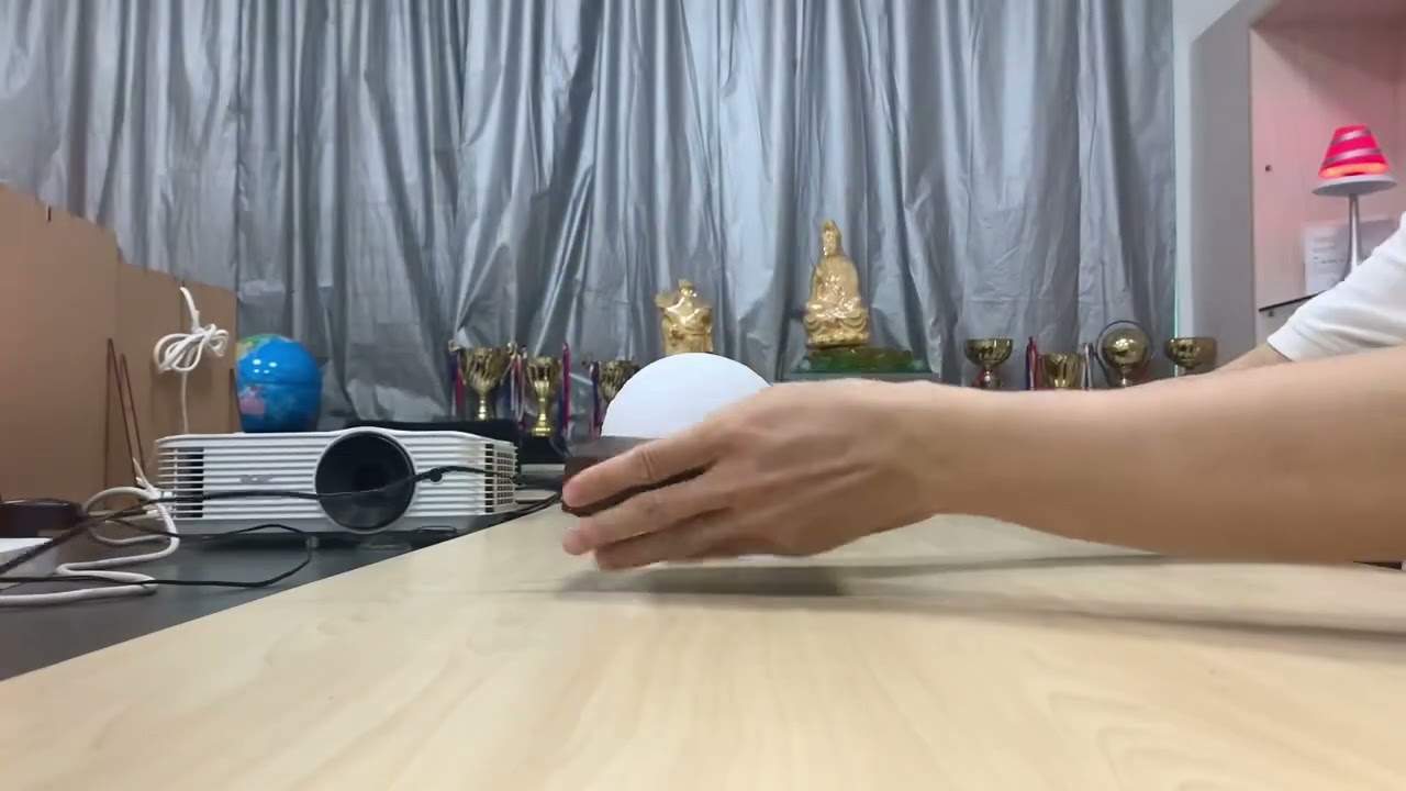 Magnetic Floating Rotating Moon Lamp with Wooden Base, 3 Color Temperature LED Night Lights of Print