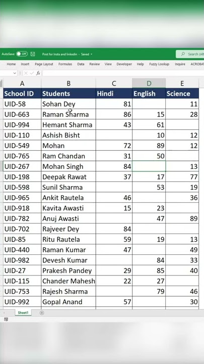 #shorts | Fill all blanks cell in one click  | quick option to fill all blanks in excel in hindi