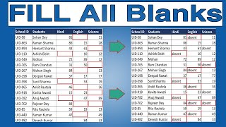 #shorts | fill all blanks cell in one click  | quick option to fill all blanks in excel in hindi