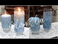 DIY GLAM DOLLAR STORE | BLUE CRUSH GLASS CANDLE HOLDER DECOR | DIY HIGH END ROOM DECOR IDEA FOR 2021