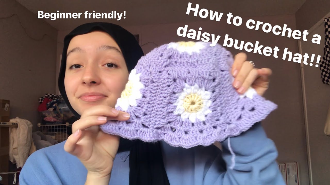 How to crochet a daisy bucket hat! Beginner friendly tutorial