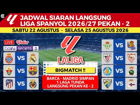 Jadwal Liga Spanyol 2026 Pekan Ke 2 - Espanyol vs Real Madrid , Elche vs Barcelona - Laliga 2026