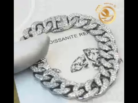 Lắc tay VÀNG TRẮNG đính Kim cương MOISSANITE 2 cây