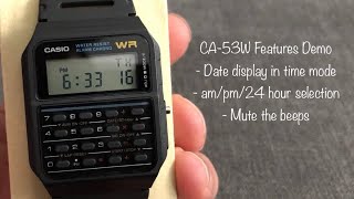 In this video i will demonstrate the following 3 features of watch’s
module:, - how to display full date time mode , set am/pm & 24
display, mute beep, casio ...