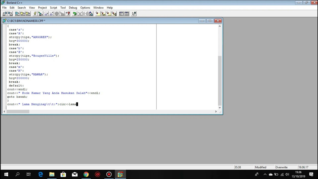 Borland C++ Program Tempat Penginapan - YouTube