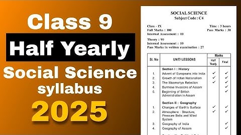 Class 9 half yearly syllabus 2025 Social science SEBA ASSEB board