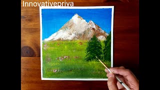acrylic mountain painting landscape easy simple tutorial quick