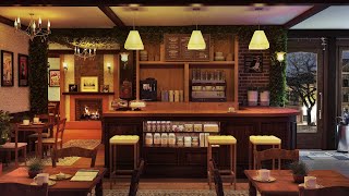 4K Cozy Coffee Shop with Smooth Jazz Music & Rain Sounds for Relaxing, Studying and Working